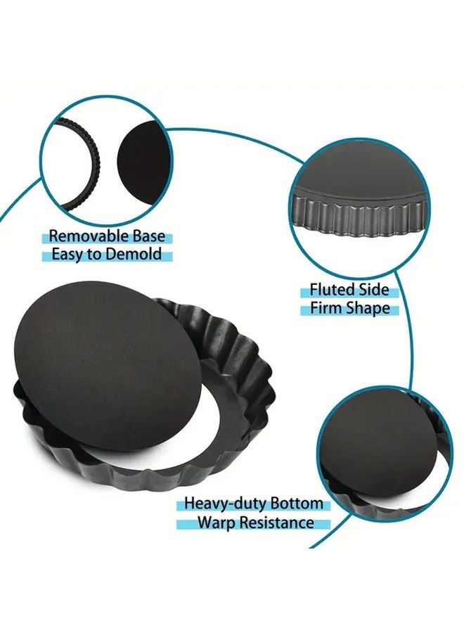 8Pcs Professional Mini Tart Pan Set Nonstick Removable Bottom Carbon Steel - Image 4